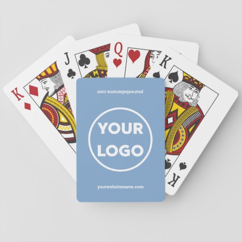 Custom Business Logo Company Website Light Blue Playing Cards