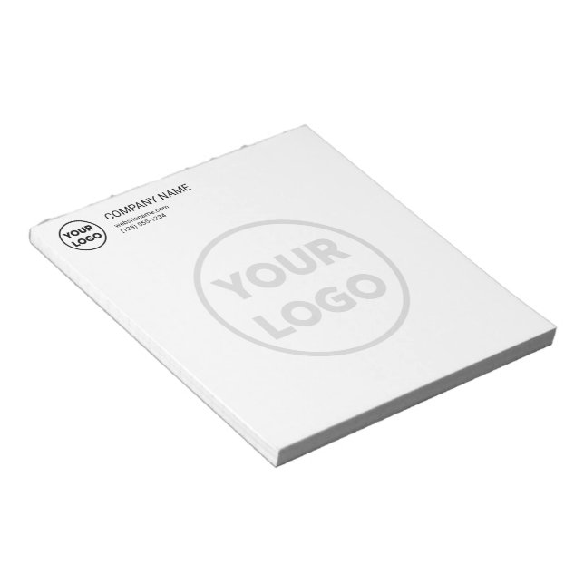 Custom Business Logo Contact Info Big Faded Logo Notepad (Angled)