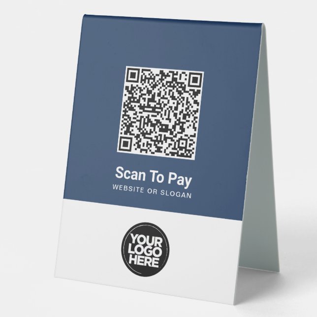 Custom Business Logo Contactless Qr Code Pay Table Tent (Front)