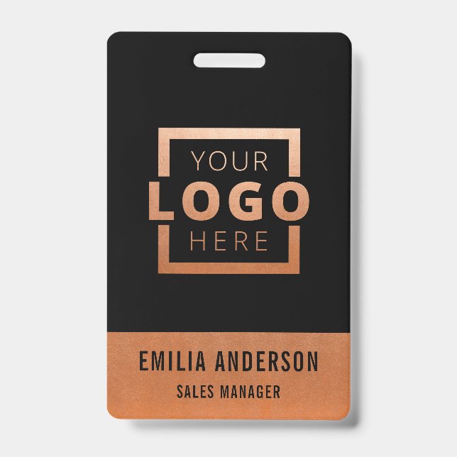 Custom Business Logo Copper Basic Barcode Employee Badge (Front)