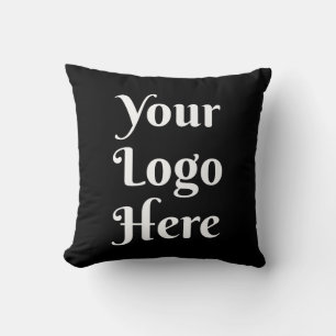 Custom Business Logo Corporate Branded Black Throw Pillow