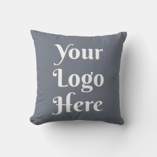 Custom Business Logo Corporate Branded Gray Throw Pillow
