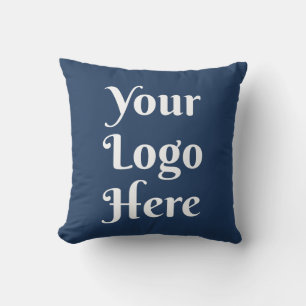 Custom Business Logo Corporate Branded Navy Blue Throw Pillow