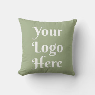 Custom Business Logo Corporate Branded Sage Green Throw Pillow