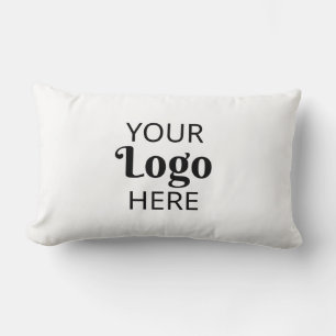 Custom Business Logo Corporate Branded White Lumbar Pillow
