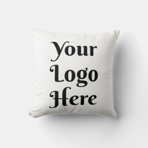 Custom Business Logo Corporate Branded White Throw Pillow