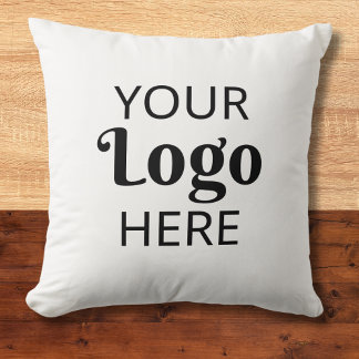Custom Business Logo Corporate Branded White Throw Pillow