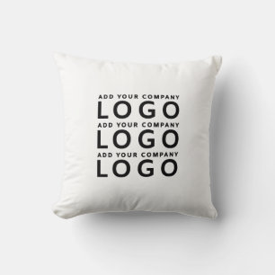 Custom Business Logo Corporate Branded White Throw Pillow