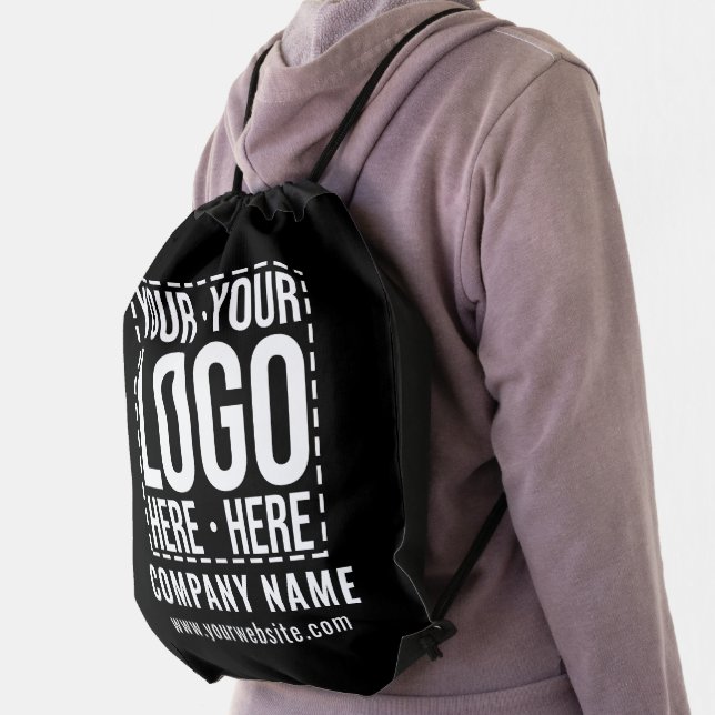 Custom Business Logo Corporate Company Modern Cool Drawstring Bag (Insitu)