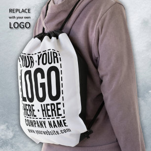 Custom Business Logo Corporate Company Modern Cool Drawstring Bag