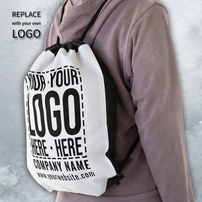 Custom Business Logo Corporate Company Modern Cool Drawstring Bag (Creator Uploaded)