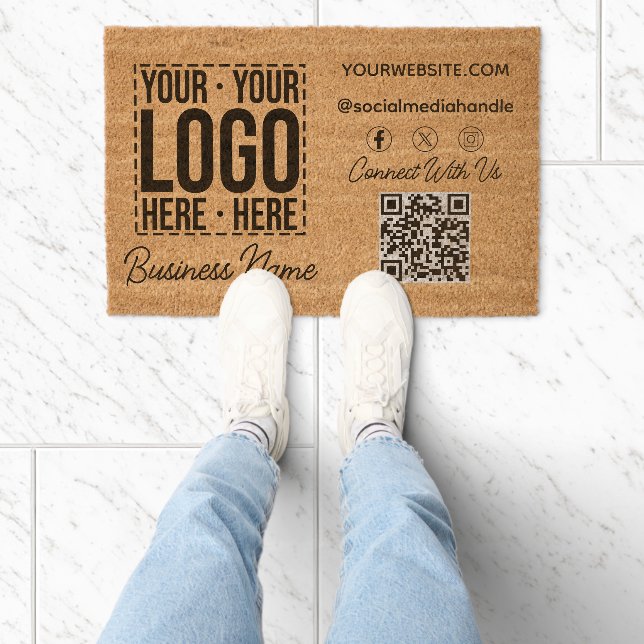 Custom Business Logo Corporate Company Modern Cool Fiber Doormat (Insitu)