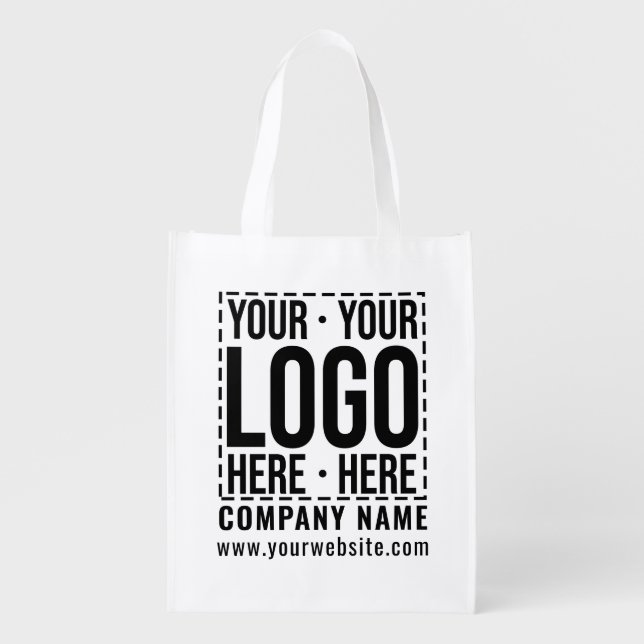 Custom Business Logo Corporate Company Modern Cool Grocery Bag (Front)