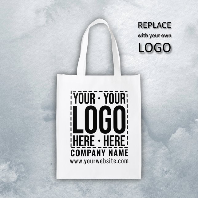 Custom Business Logo Corporate Company Modern Cool Grocery Bag (Creator Uploaded)