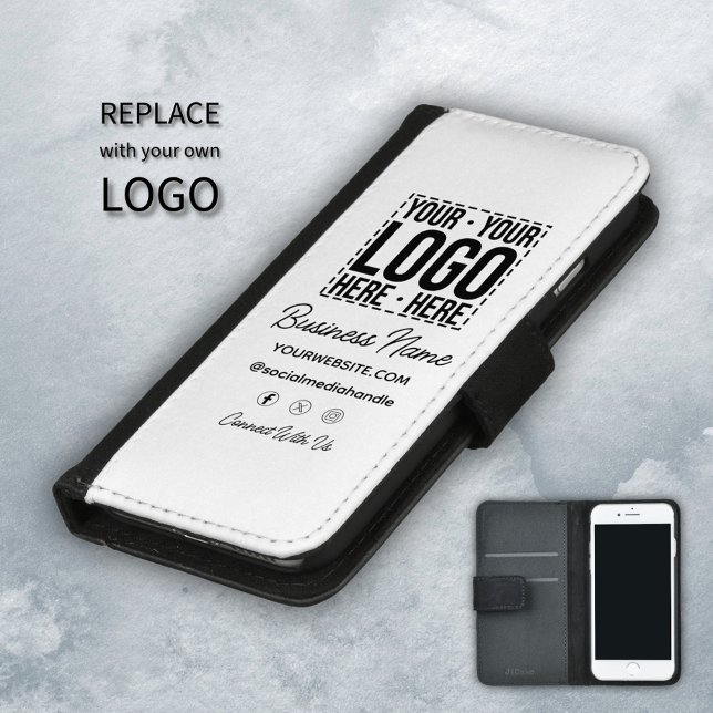 Custom Business Logo Corporate Company Modern Cool iPhone Wallet Case (Creator Uploaded)