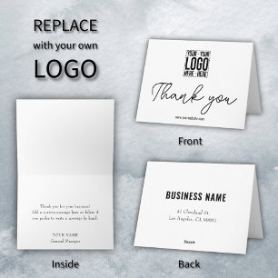 Custom Business Logo Corporate Company Modern Cool Letterpress Thank You Card