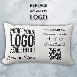 Custom Business Logo Corporate Company Modern Cool Lumbar Pillow