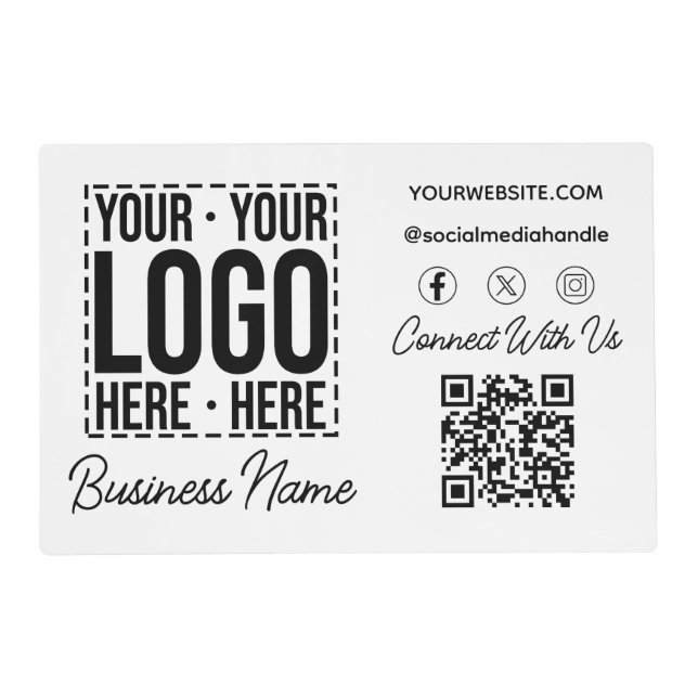 Custom Business Logo Corporate Company Modern Cool Placemat (Front)