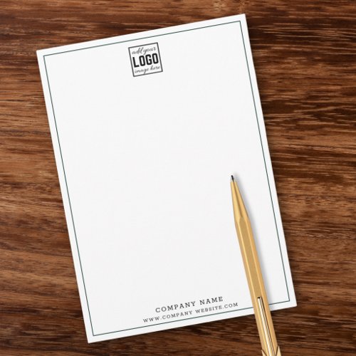 Custom Business Logo Corporate Forest Green Border Note Card