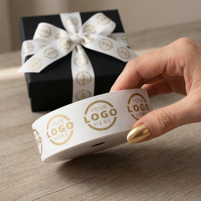 Custom Business Logo Corporate Marketing Promo Grosgrain Ribbon (Creator Uploaded)