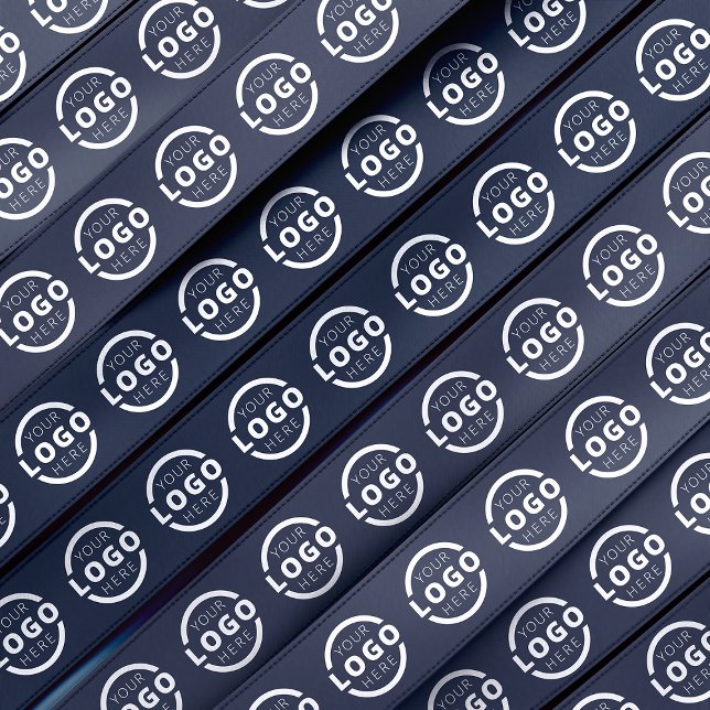 Custom Business Logo Corporate Promo Gift Blue Satin Ribbon (Creator Uploaded)