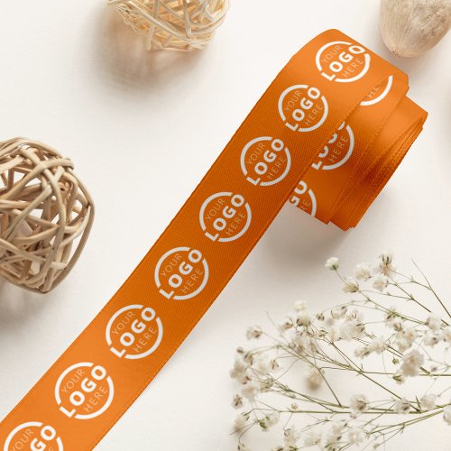 Custom Business Logo Corporate Promo Gift Orange Grosgrain Ribbon