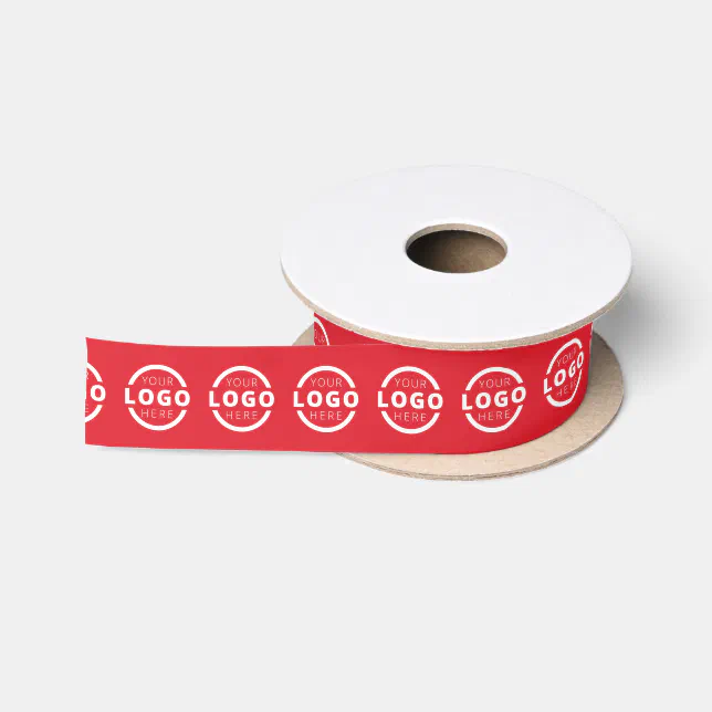 Bdf Button Ribbon Custom Business Logo Corporate Promo Gift Red Satin Ribbon | Zazzle