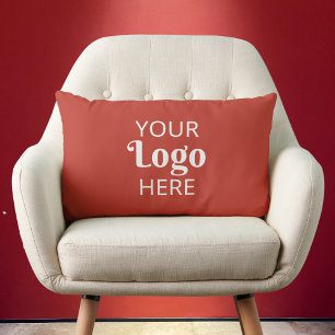 Custom Business Logo Corporate Promotional Red   Lumbar Pillow