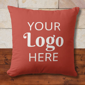 Custom Business Logo Corporate Promotional Red Throw Pillow