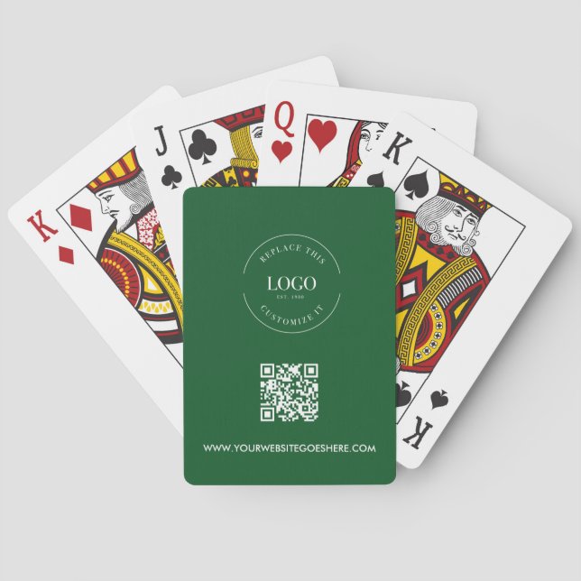 Custom Business LOGO Corporate QR CODE Green  Poker Cards (Back)