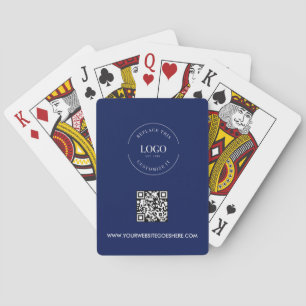 Custom Business LOGO Corporate QR CODE Navy blue Poker Cards