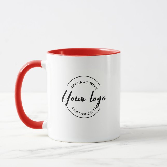 Custom Business Logo Corporate Red black white Mug (Left)