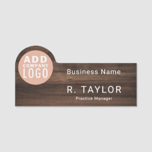 Custom Business Logo Corporate Rustic Elegant Name Tag