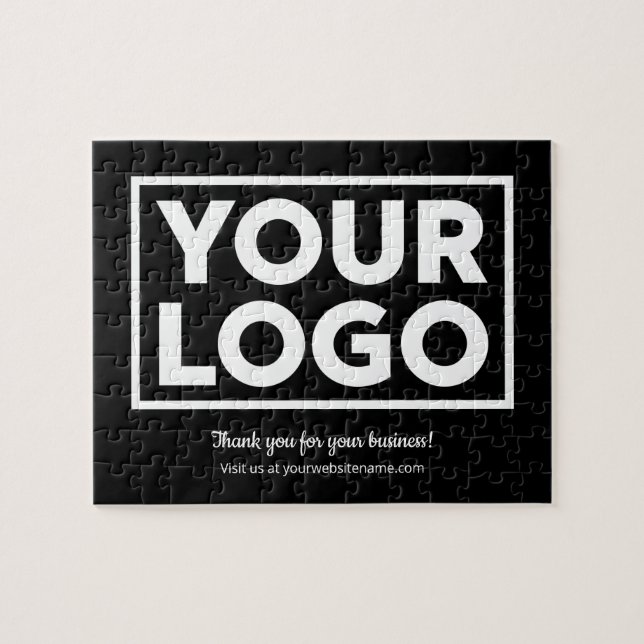 Custom Business Logo Customer Thank You on Black Jigsaw Puzzle (Horizontal)