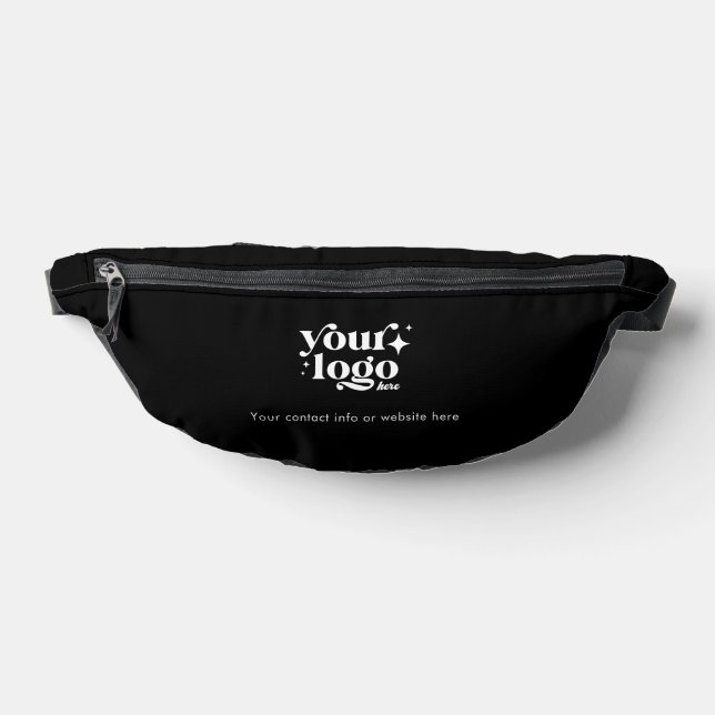 Custom Business Logo Cute Stylish Cool Black Fanny Pack (Lay Down)
