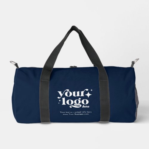 Custom Business Logo Cute Stylish Cool Blue Duffle Bag