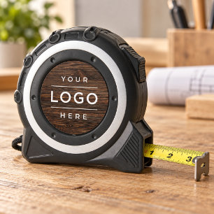 Custom Business Logo Dark Wood Branded Tape Measure