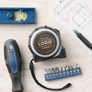 Custom Business Logo Dark Wood Branded Tape Measure