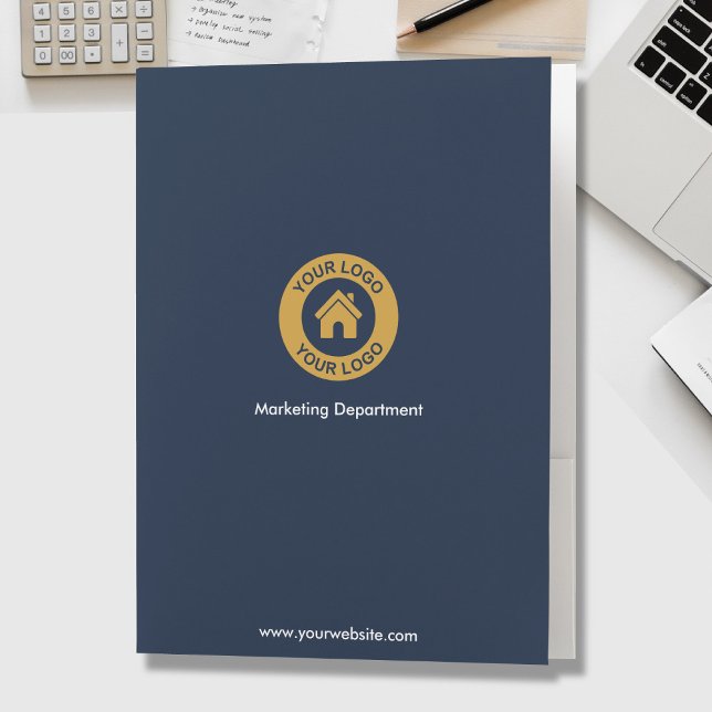 Custom Business Logo Department And Website Blue Pocket Folder (Creator Uploaded)