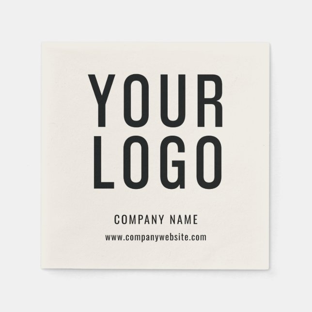 Custom Business Logo Ecru Minimalist Promotional Napkins (Front)
