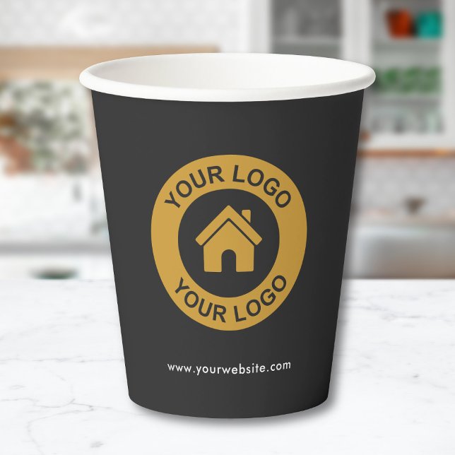 Custom Business Logo Elegant Dark Gray Paper Cups (Creator Uploaded)