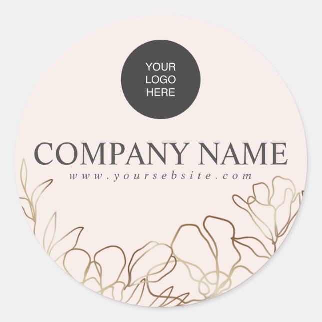 Custom Business Logo Elegant Floral Sticker (Front)