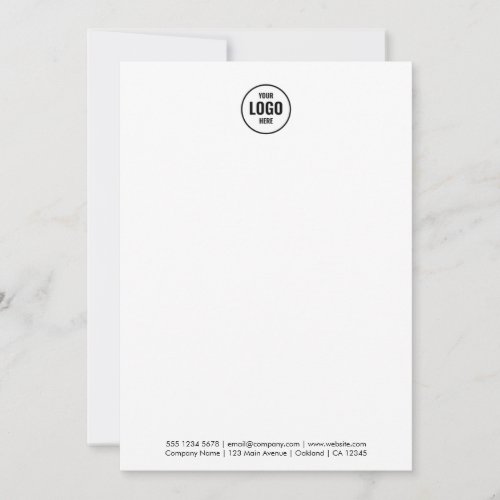 Custom Business Logo Elegant Minimalist White  Note Card