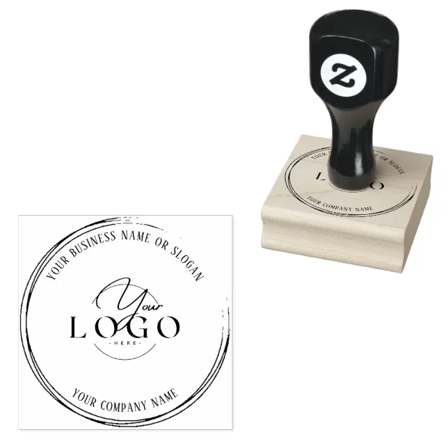 Custom Business Logo | ELEGANT & MODERN ROUND Rubber Stamp | Zazzle