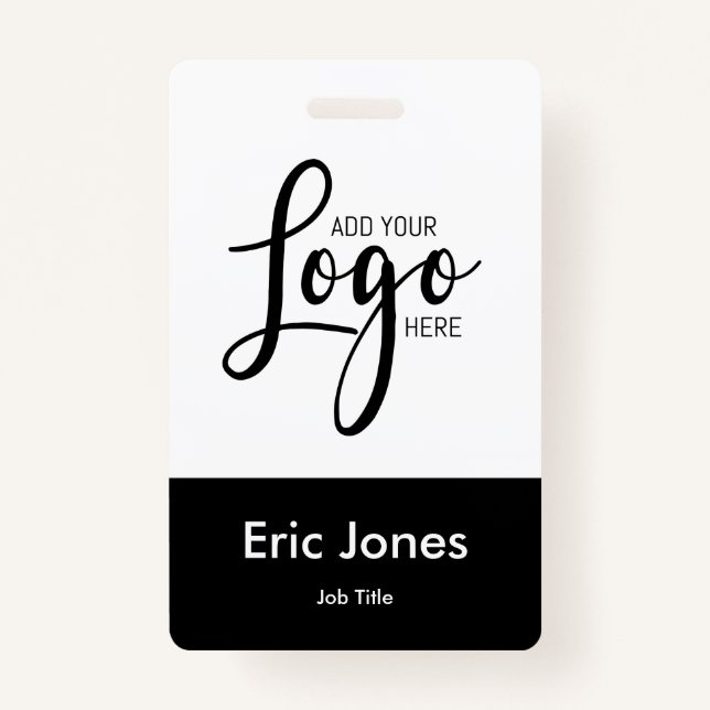 Custom BUSINESS LOGO employee ID identification Ba Badge (Front)