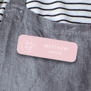 Custom Business Logo Employee Name Basic Pink Name Tag