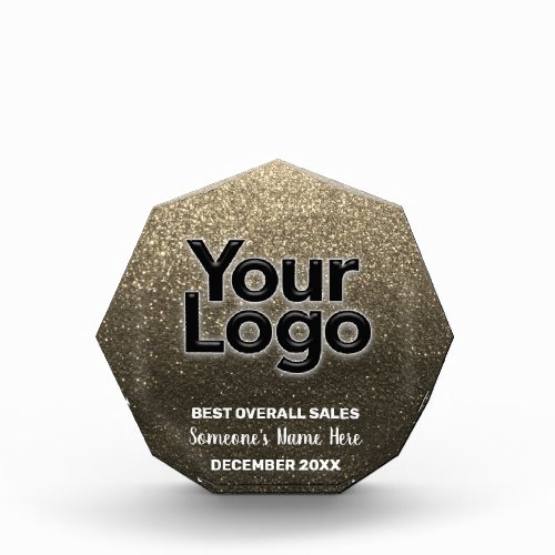 Custom Business Logo Employee Name Date Glitter    Acrylic Award