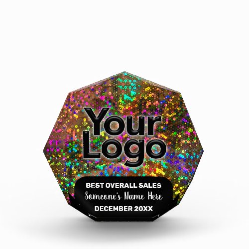 Custom Business Logo Employee Name Date Rainbow    Acrylic Award