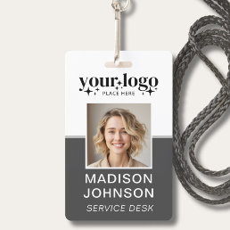 Custom Business Logo Employee Photo Grey ID Badge