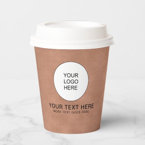 Custom Business Logo Event Rustic Craft With Lid Paper Cups